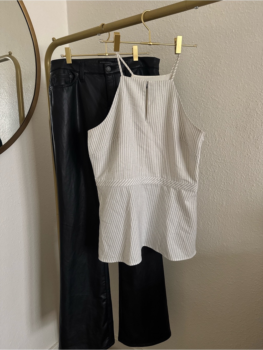 Banana Republic Cream Striped Halter Top